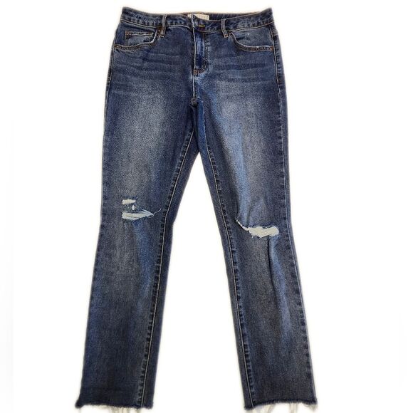 Harper Heritage Mid Rise Distressed Girlfriend Jeans, 76% Cotton, 28 - Picture 2 of 8